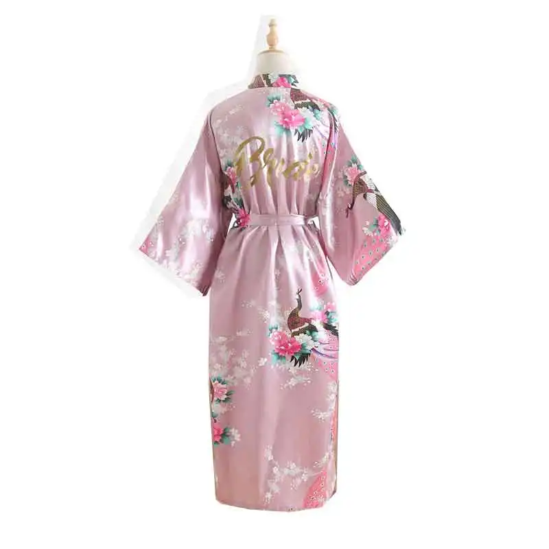 Шелковый халат для невесты, платье подружки невесты, халат для матери, женские атласные свадебные кимоно, сексуальное платье для сна, женский халат - Цвет: 004