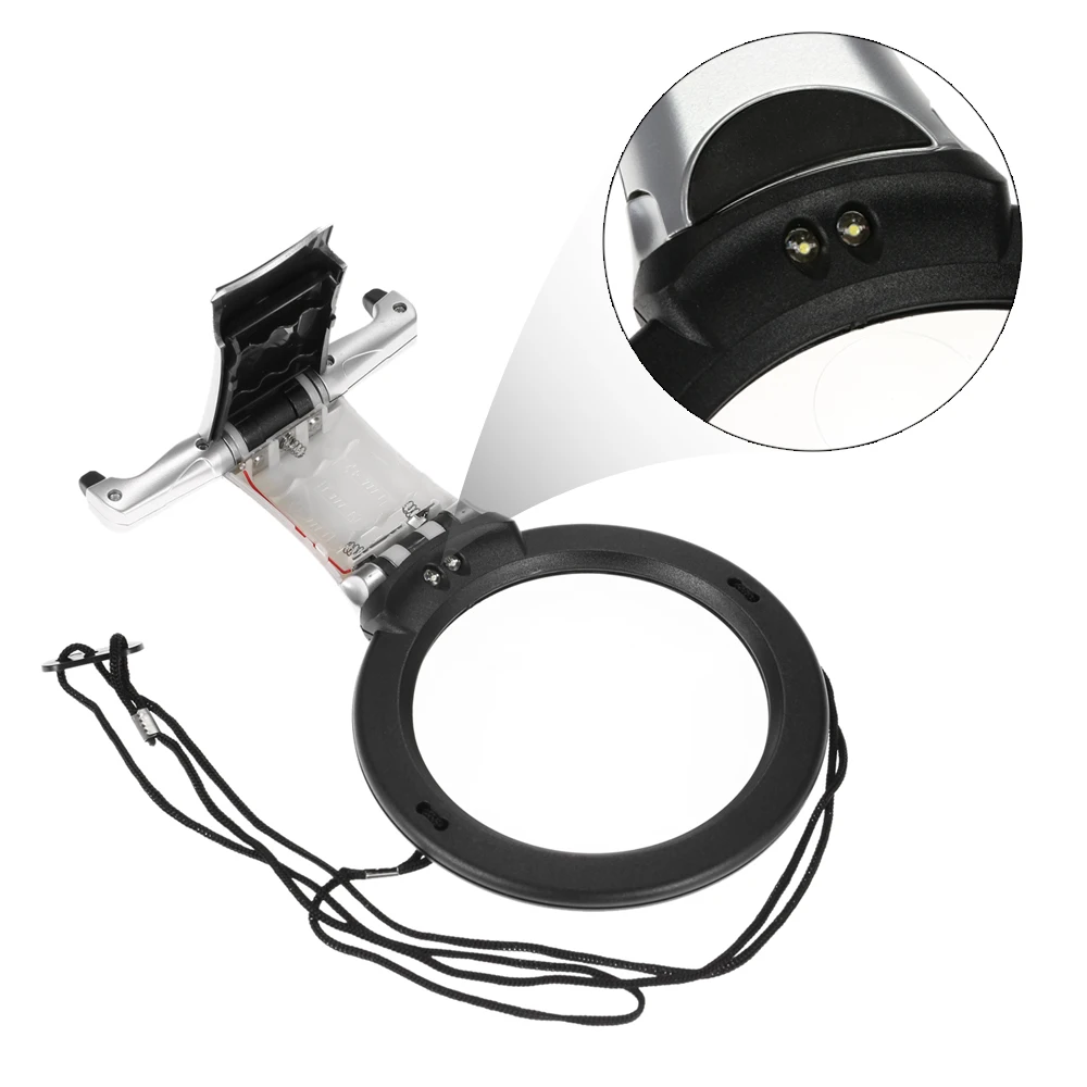 2-в-1 Hands-free Лупа микроскопа 2X/6X очки для чтения увеличительное стекло с светильник Настольная лампа лупа увеличительное инструмент
