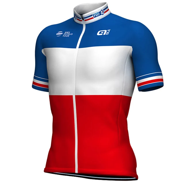 France Flag Men's Cycling Jersey Short Sleeve Bicycle Clothing Quick