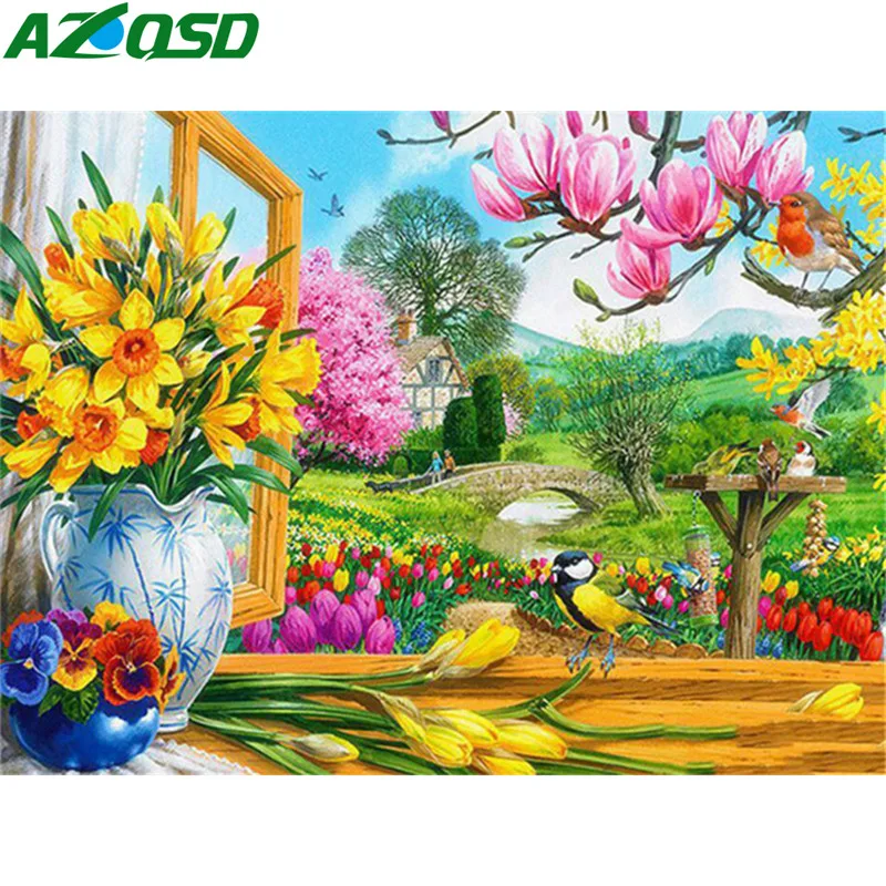 AZQSD Full Drill Diamond Painting Flower Cross Stitch Handicrafts Gift Embroidery Sale Floral Home Decoration Wall Art | Дом и сад