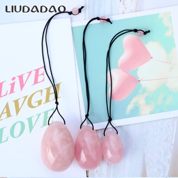 

Rose Quartz Yoni Egg Jade Eggs with beads Women Kegel Exerciser Jade Massager Vaginal Muscles Tightening Ball Crystal Kegel Eggs