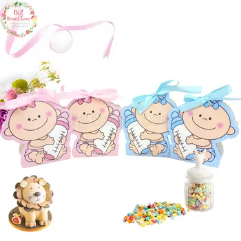 

12pcs/set Baby Girl And Boy Paper Gift Box Party Baby Shower Candy Box Baby Feeding Bottle Birthday Party Decorations Kids