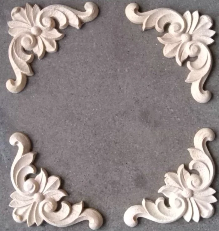

48Pcs/Lot 60*60*Thick8mm FURNITURE ARCHITECTURAL APPLIQUES CORNERS RUBBER WOOD FLOWER UNPAINTED WOODWORK