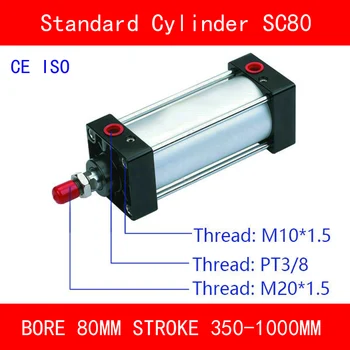 

CE ISO SC80 Standard Air Cylinders Valve Bore 80mm Strock 350 to 1000mm Stroke Single Rod Double Acting Pneumatic Cylinder