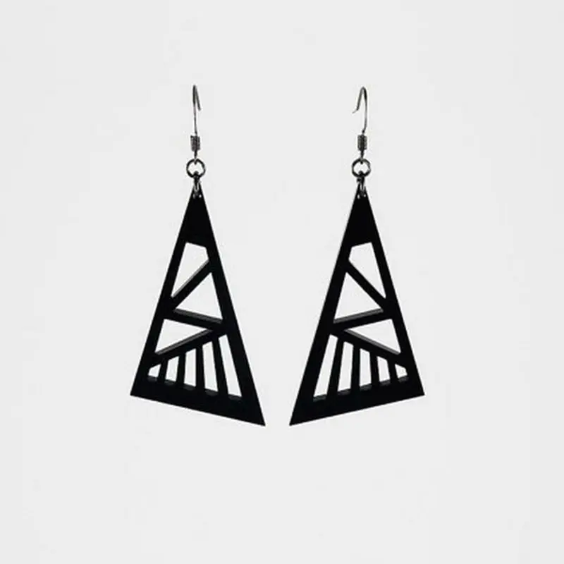 

Black Acrylic Geometric Triangle Drop Earrings For Women