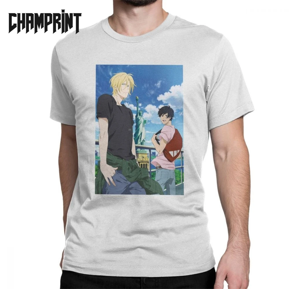 

Ash Eiji Banana Fish T Shirts Men's Pure Cotton Unique T-Shirt O Neck Anime Manga Tees Short Sleeve Clothes Plus Size