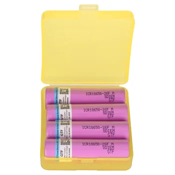 

GTF 4PCS 3.7V 18650 Battery Original Li-ion ICR 18650-26F 2600mAh 18650 Lithium Rechargeable Battery For Flashlight +Battery Box