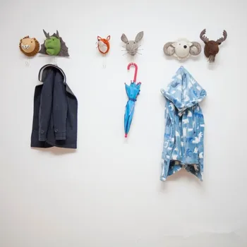 

Wall Decoration Animal Hook Elephant Deer Fox Lion Tiger Stuffed Felt Artwork Dolls Kids Bedroom Wall Hanging Toys Photo Props