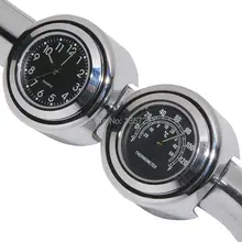 7/" 1" мотоцикл руль черный циферблат часы температура термометр для Harley Suzuki(6,8