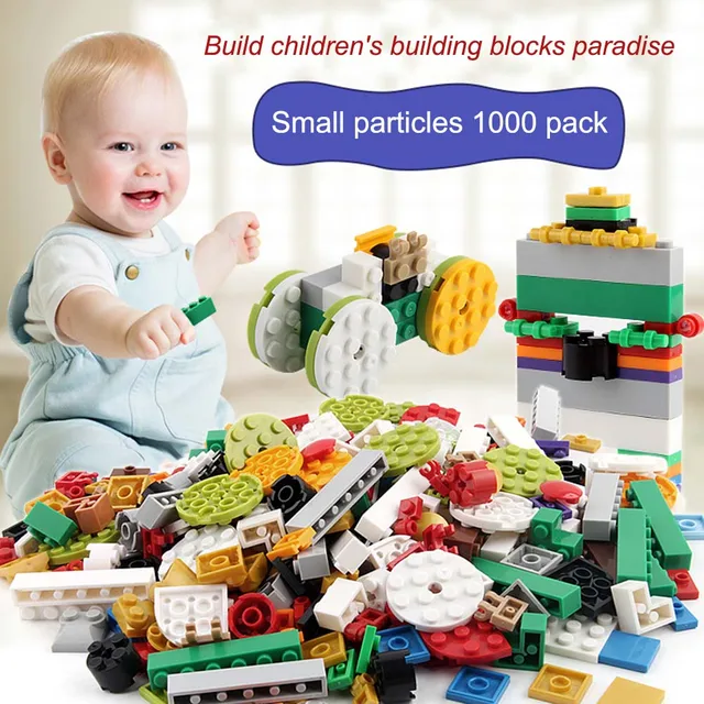 1000 pcs set children toy bulk building blocks mixed shape stack