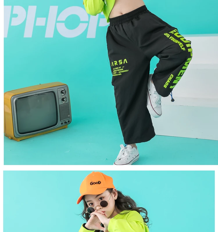 Toddler summer girls sets hip hop hoodie kids  dance costumes jazz summer baby girls clothing set children's clothing 160 140 (6)