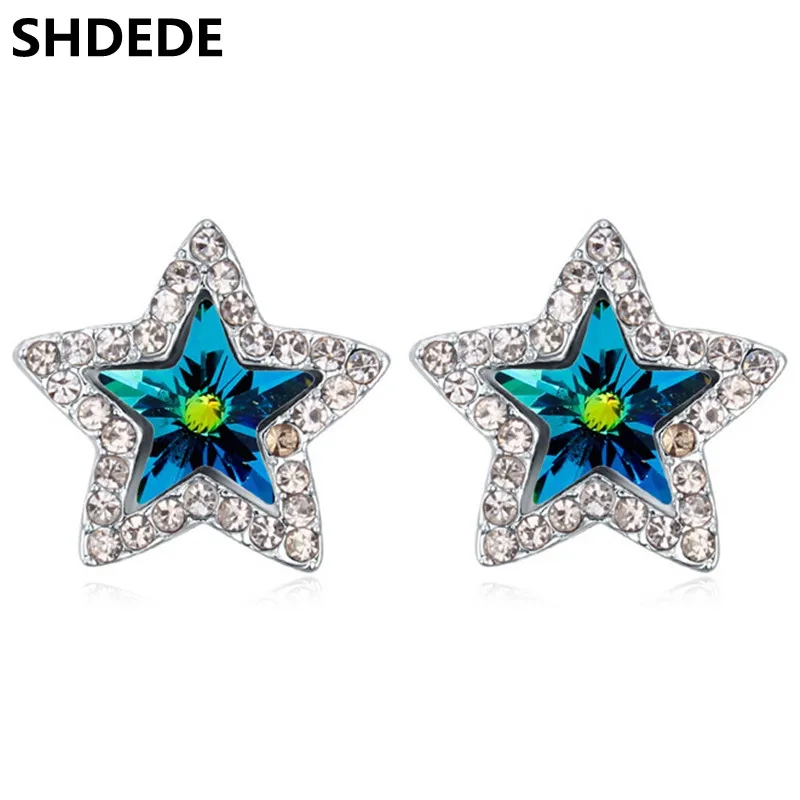 

SHDEDE Austrian Crystal Star Stud Earrings For Women Fashion Jewelry Female Ladies Accessories -18544