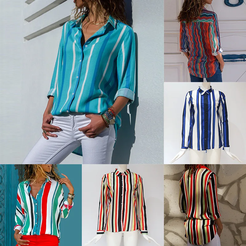 

2019 Fashion Long Sleeve Turn Down Collar Office Shirt Chiffon Tee Shirt Femme Casual Tops Plus Size Blusas Femininas