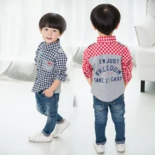 Детская Одежда для мальчиков рубашка с длинным рукавом, мальчика в клетку летняя рубашка