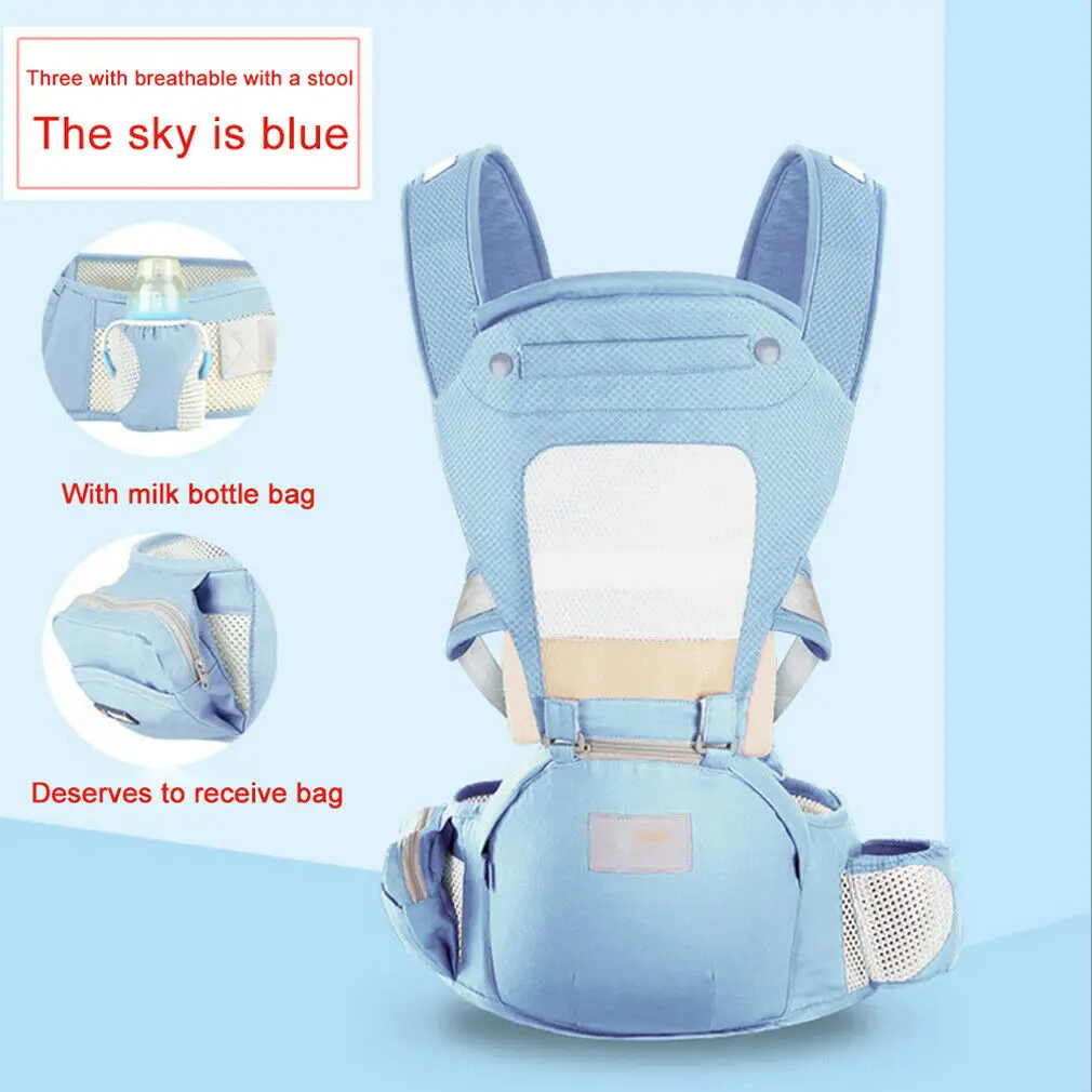 Высококачественная безопасная переноска для младенца дышащий эргономичный рюкзак на лямках обновление - Цвет: blue Breathable
