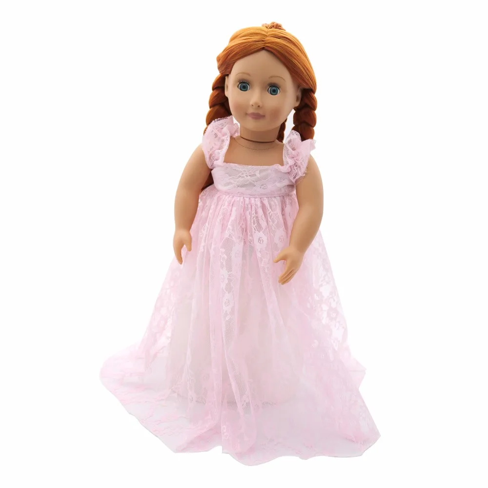 New Summer American Girl Doll Clothes Doll Accessories pink flower lace