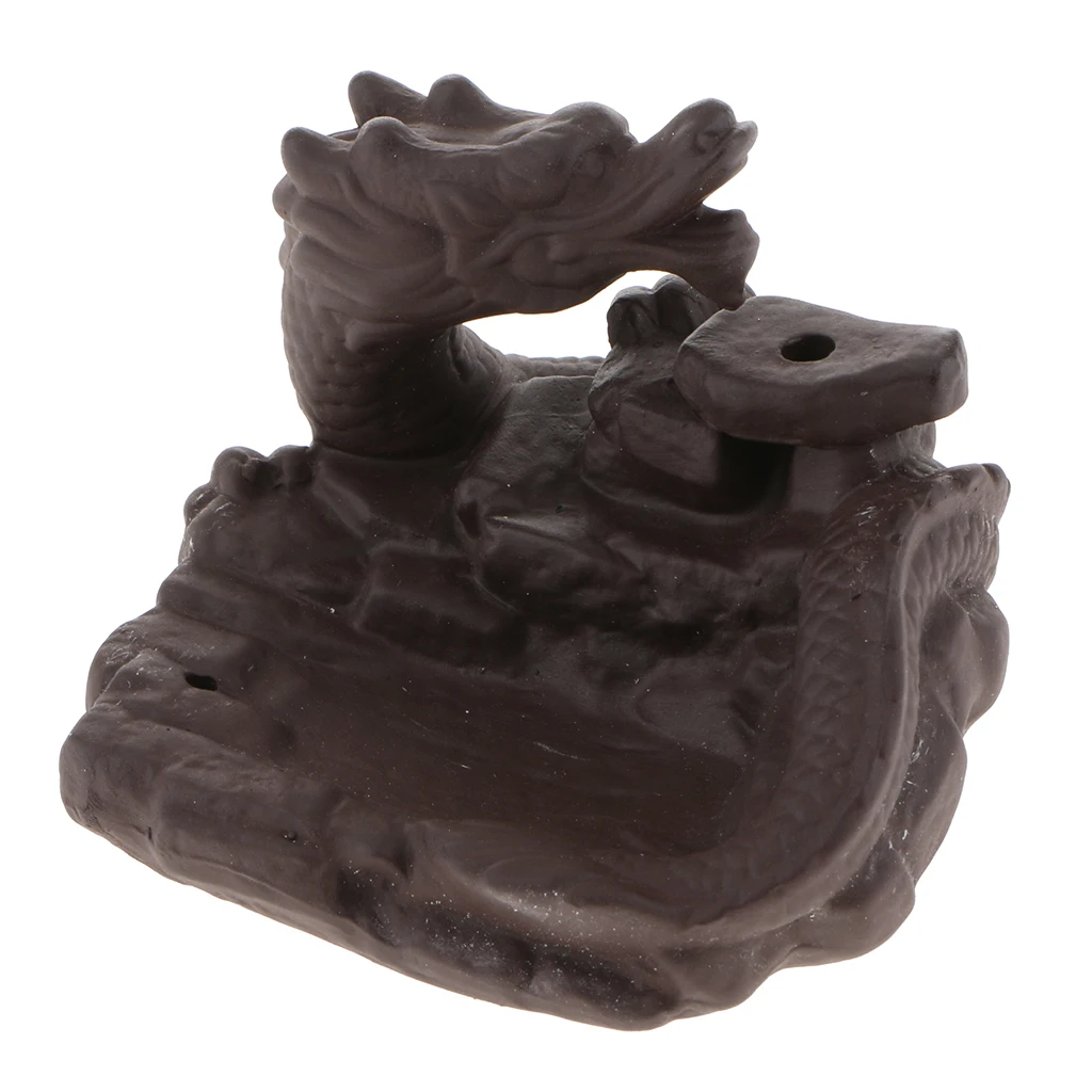 Ceramic China Dragon Backflow Cones Incense Censer Stick Cones Coil Burner Holder Table Decor Fengshui Luck Charm