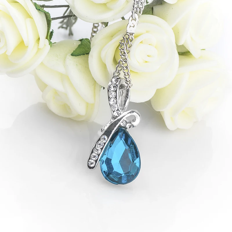 MISANANRYNE мода 10 цветов австрийский кристалл подвески в форме капель воды и ожерелье s цепи ожерелье ювелирные изделия для женщин