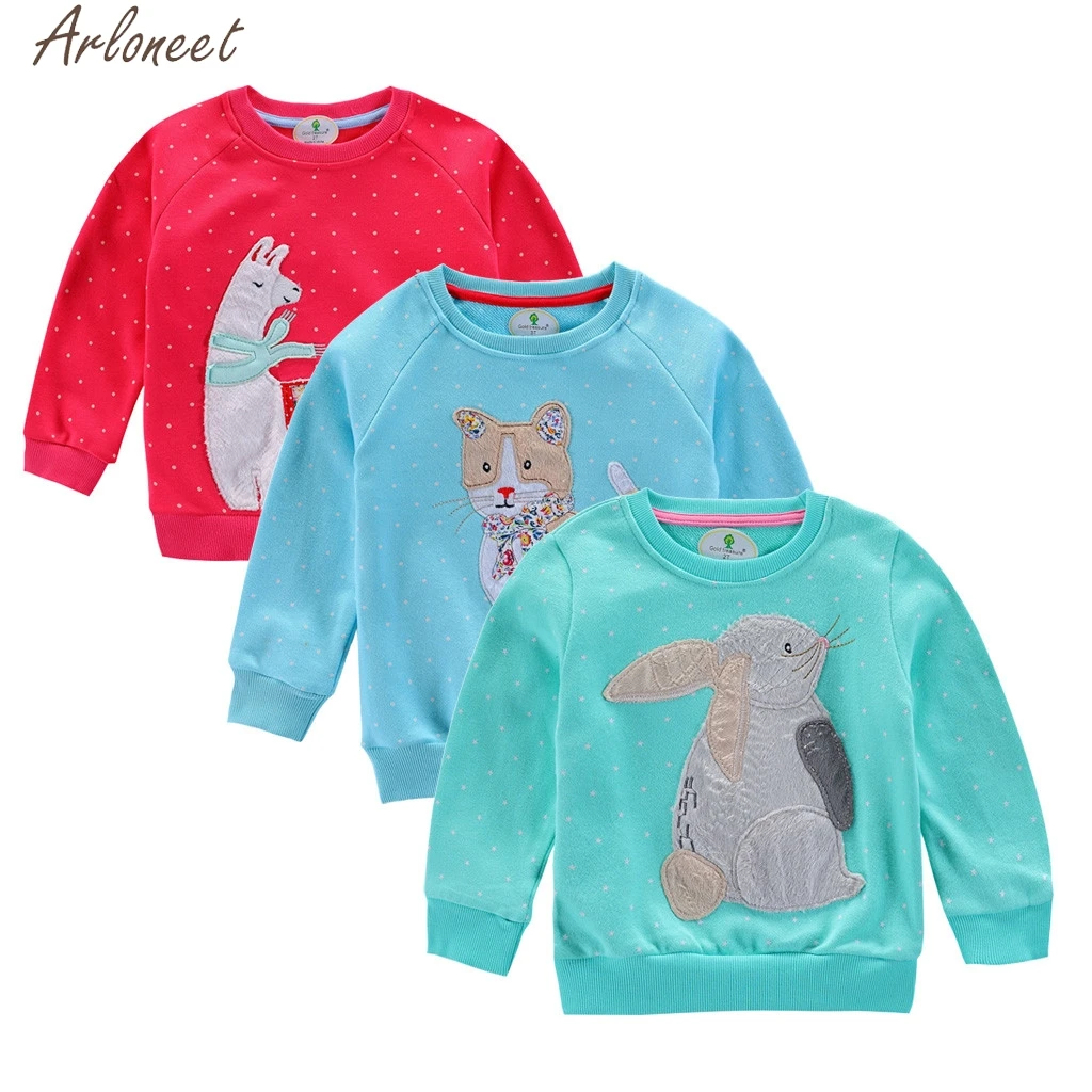 ARLONEET Children Baby Kid Girl Boy Clothes Embroidery Animal Rabbit Cat girls hoodies cute baby girl sweatshirts baby hoody