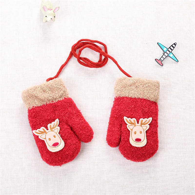 Winter Baby Boy Girl Gloves Cotton Kids Full Finger Cute Cartoon Knitting Winter Solid Gloves Thicken Warm Infant Baby  (1)