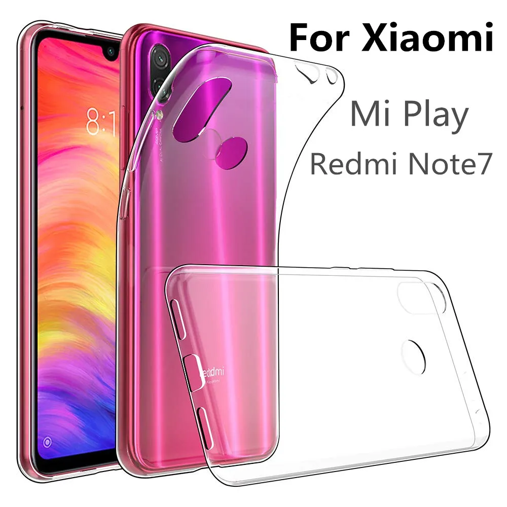

VSKEY 100PCS TPU Phone Case For Xiaomi Mi Play Redmi Note 7 High Bright Clear Ultra Thin Soft Transparent Silicone Cover