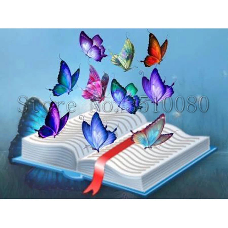 Butterfly Book room  decor  Embroidery  Pattern diamond 5D 