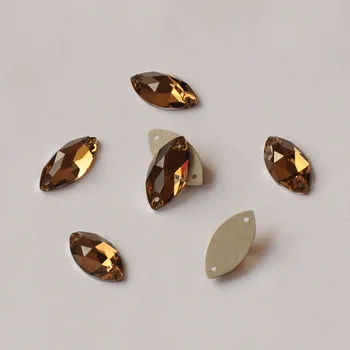 

3223 Light Colorado Topaz Navette 9x18mm Sewing FlatBack Crystal Rhinestones Sew On Strass Crystal Stones Gems Diy Decoration