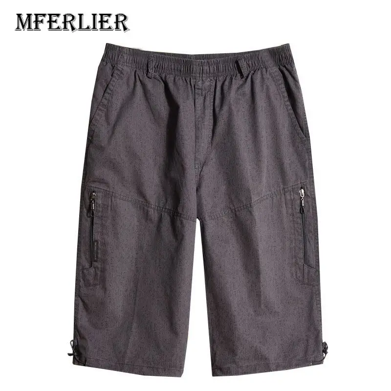 MFERLIER шорты мужские плюс размер вес 50-120 кг 4XL 5XL 6XL эластичная талия мужские рубашки 4 цвета