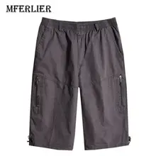 MFERLIER шорты мужские плюс размер вес 50-120 кг 4XL 5XL 6XL эластичная талия мужские рубашки 4 цвета