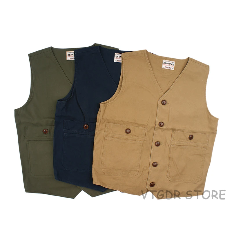 Vintage Vest Men's Pocket Waistcoat Casual Jacket Us Shirts 