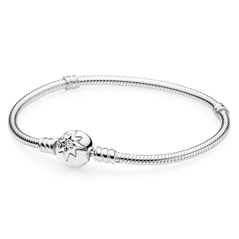

Authentic 925 Sterling Silver Moments Bright Starry Sky Europe Bracelet Clear CZ Fit Original Women Charm Bangle DIY Jewelry