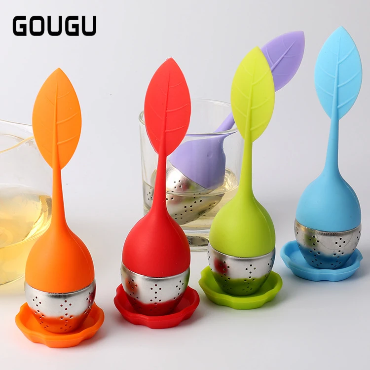 GOUGU Multicolor Teapot Tea Strainer Food-grade Silicone Leaf Tea Infuser tools Stainless Steel Herbal Spice Tea Filter GOUGU Multicolor Teapot Tea Strainer Food-grade Silicone Leaf Tea Infuser tools Stainless Steel Herbal Spice Tea Filter