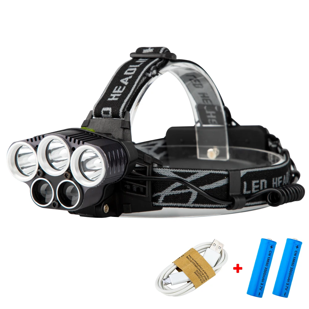 New Cold 5 XML LED Headlamp T6 Q5 USB Charge Headlight 15000 Lumens 18650 Battery Head Lamp for Fishing Camping | Лампы и освещение