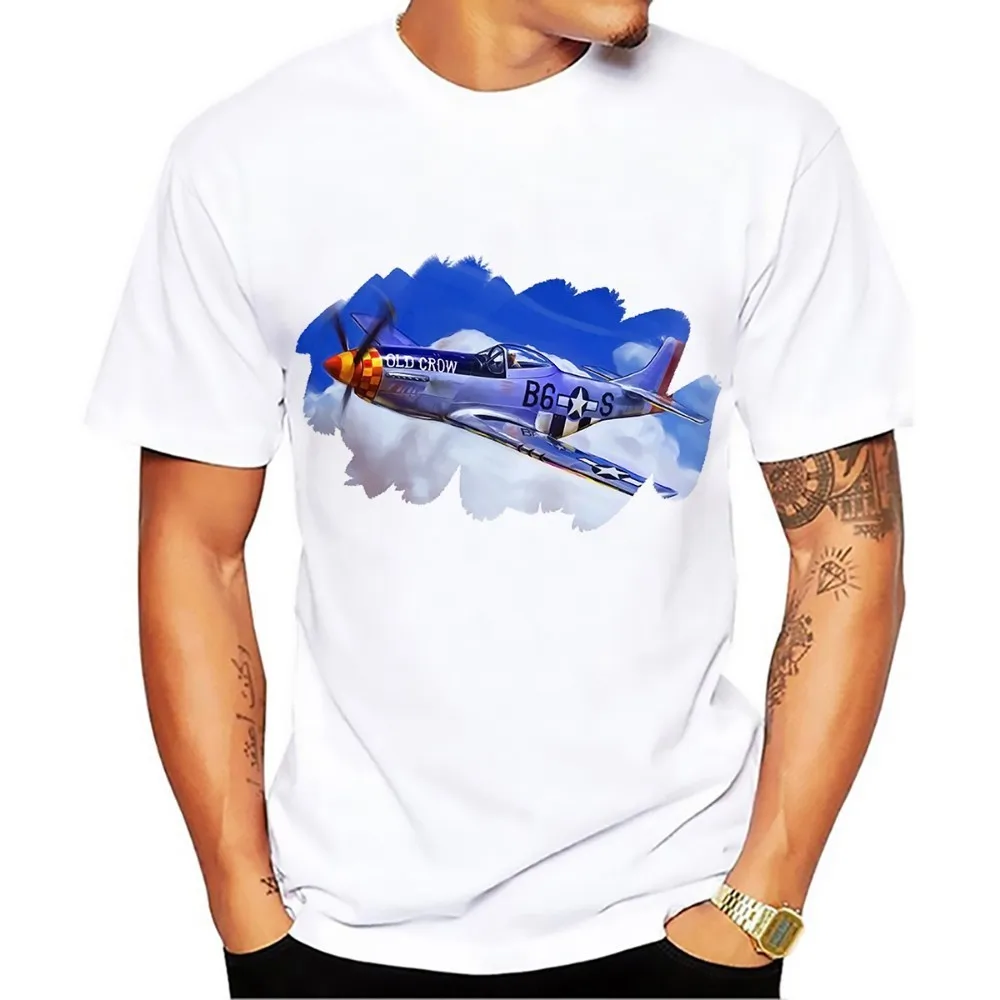 

WW2 P51 American P-51 Mustang Fighter t shirt men 2018 new white casual tshirt homme sublimation print tee shirt