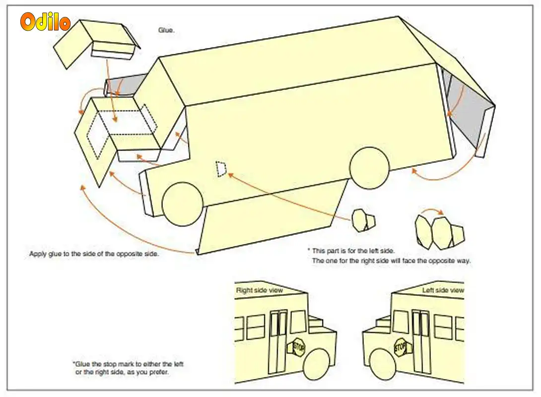 120 3d Paper Model Space Library Papercraft Cardboard House For Children Paper Toys School Bus Cartoon Origami Educational Toys