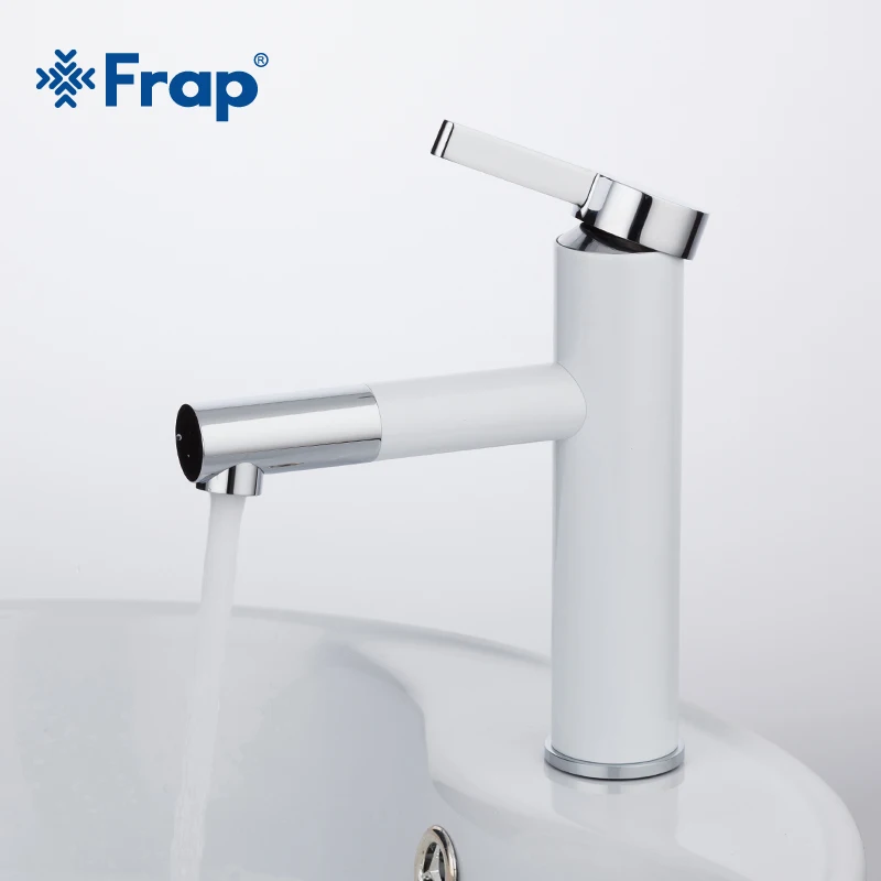Frap New Arrival White Spray Painting Basin Taps Bathrooms Crane Torneira With Aerator 360 Free Rotating
