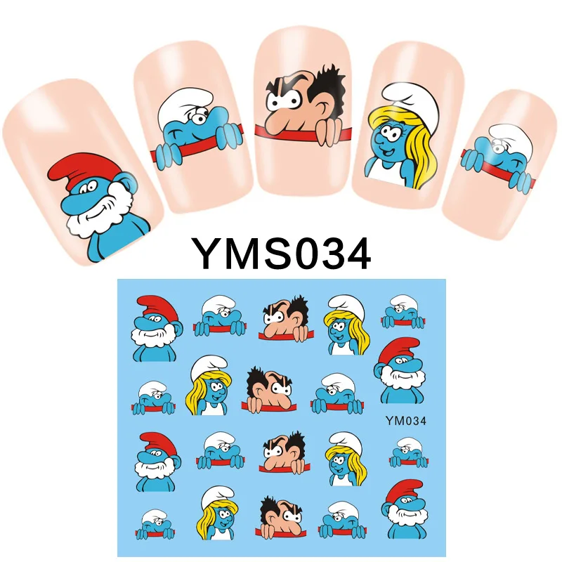 

NAIL ART 1 pc Simulated Colorized Cartoon Painted Watermark Stickers Nail Decal Manicure Decoration Nail Applique Paste
