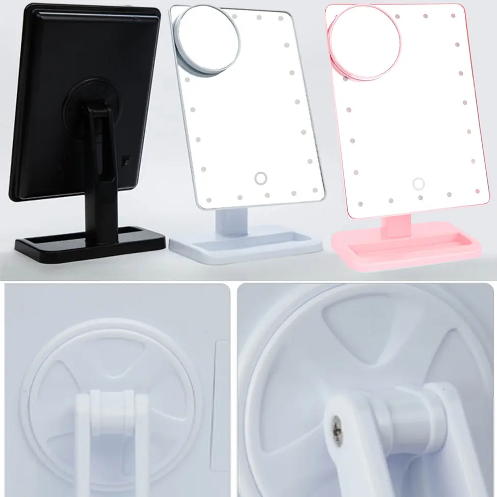 

10Pcs Makeup Mirror with Cosmetic Mirror with Touch Dimmer Switch Battery Operated Stand for Tabletop Bathroom Bedroom Travel
