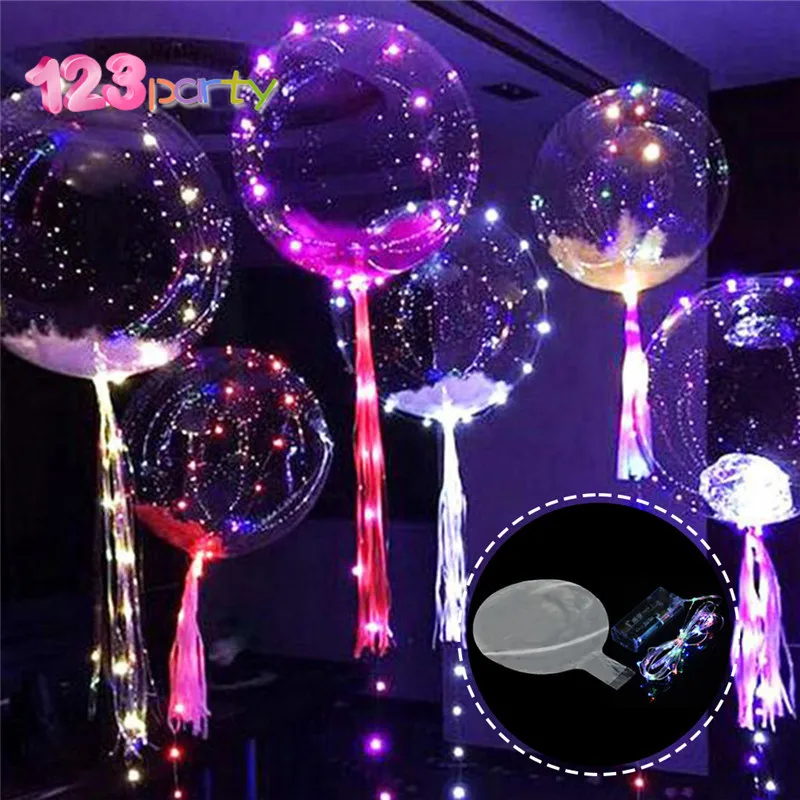 

123 18 Inch Luminous Led Balloon 3M LED Air Balloon String Lights Round Bubble Helium Balloons Kids Toy Wedding Party Decoration