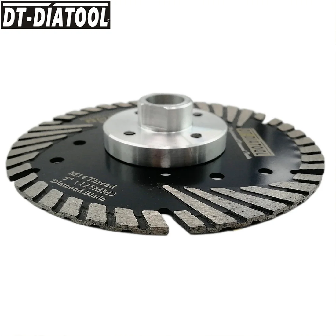 DT-DIATOOL 1pc 4.5" Diamond Cutting Disc with Slant Protection Teeth M14 thread for Stone Marble Brick Saw Blades Dia 4.5"/115mm