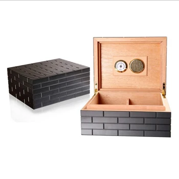 

Luxury Spain Lignum Cedrium Wall Facing Wood Cigar Humidor with Hygrometer Humidifier