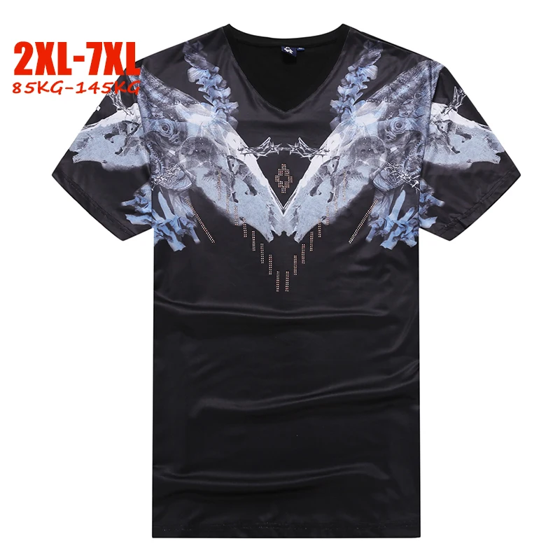 2019 Черная Мужская футболка больших размеров 5XL 6XL 7XL Высококачественная Хлопковая