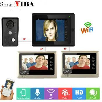 

SmartYIBA 7 inch 3 Monitors Wired /Wireless Wifi Video Door Phone Doorbell Intercom System with Wired Camera Night Vision