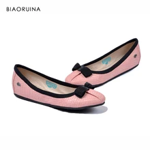 BIAORUINA/сезон весна-осень; женские повседневные туфли-лодочки с закрытым носком; женская обувь на плоской подошве с украшением в виде банта; удобная женская обувь без застежки