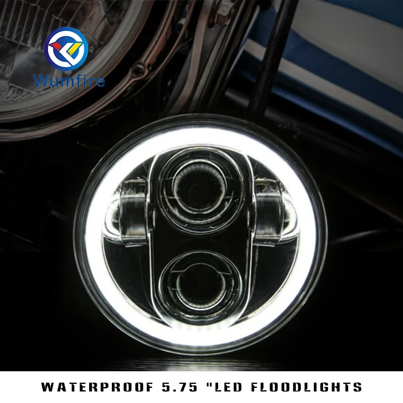 Wumfire Waterproof 5.75" Led Headlamps White Halo Auxiliary Universal