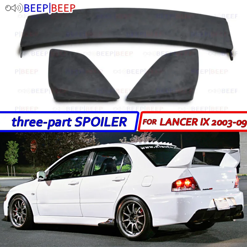 Спойлер три части для Mitsubishi Lancer IX 2003-2009 ABS пластик Стайлинг автомобиля аксессуары