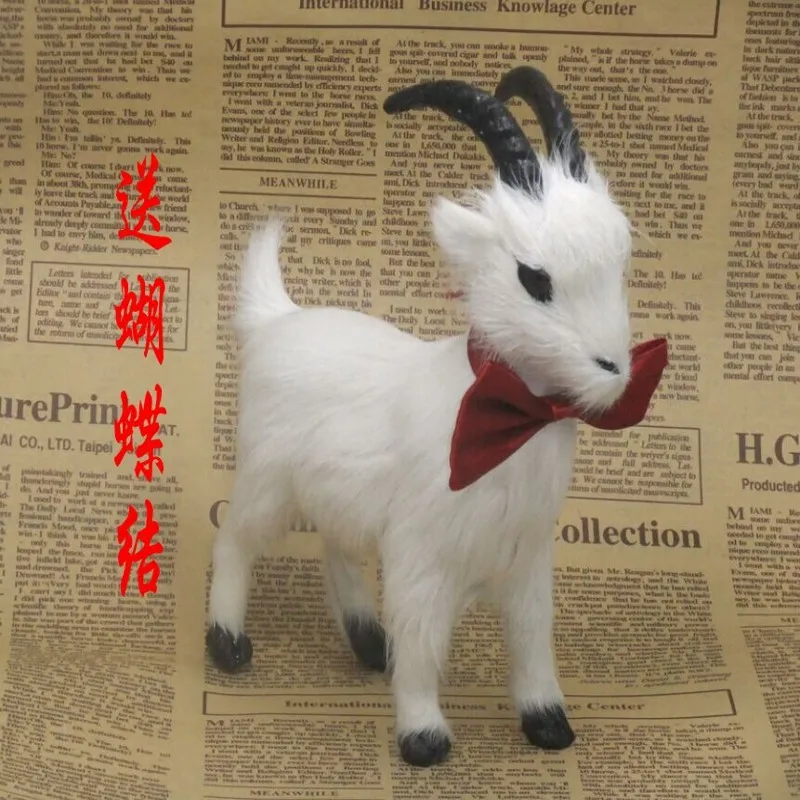 17X16 cm Simulace koza motýlek ovce zvířecí hračka polyethylen a kožešiny řemeslné výrobky, rekvizity, dekorace dárek d0075