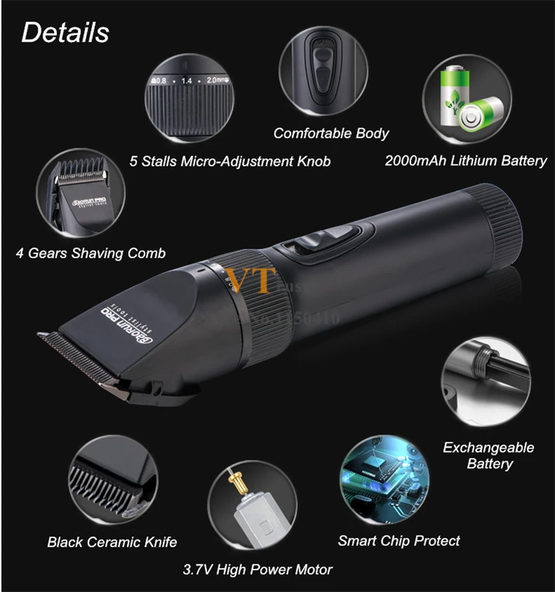 

110-240V Professional Electric Hair Clipper for Men Baby Rechargeable Beard Trimmer Cutter Hair Cutting Machine Ceramic Blade
