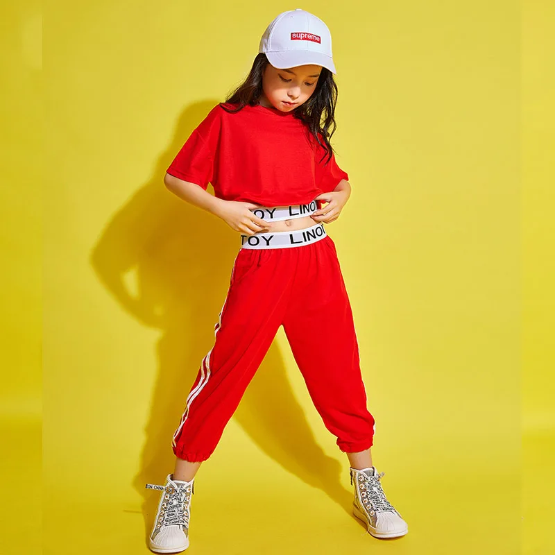 

Girls Jazz Dance Costume Kids Hip Hop Practice Clothing Children Street Dance Performance Stage Clothes Fashion Wear DQL965