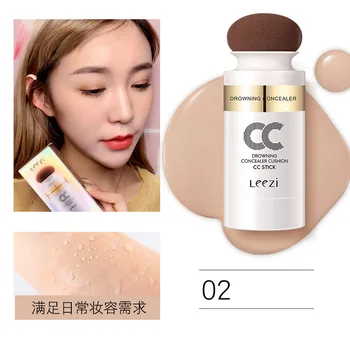 

LEEZI face makeup foundation CCstick with face brush waterproof long lasting air cushion pressed base concealer cream LZ009